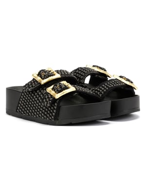 Desert Fleur Super Damen Schwarze Sandalen