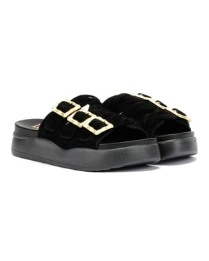 Desert Fleur Gypsum Damen Sandalen Aus Schwarzem Wildleder