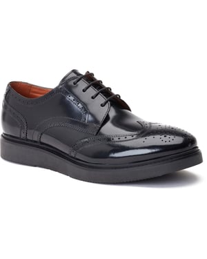 Base London Joe Leder Herren Schwarz Brogues-Schuhe
