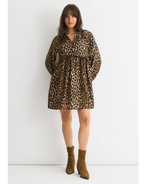 Gini London Smock-Minikleid mit Animal-Muster - Braun