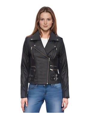 Damen Leder Schwarz Brando Bikerjacke-Constantia