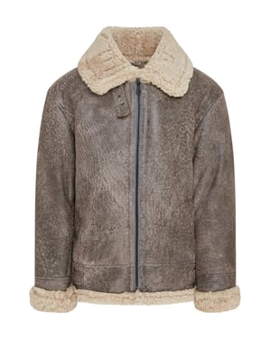 Herren Fliegerjacke aus Schaffellleder B3 WW2, grau, Houston