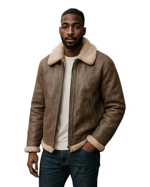 Herren Fliegerjacke B3 WW2 Schaffell Leder Grau-Paarl