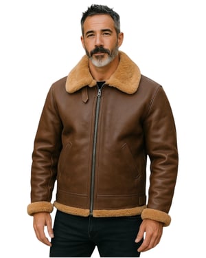Herren Fliegerjacke aus Schaffellleder B3 aus dem 2. Weltkrieg, Ingwerbraun, Paar