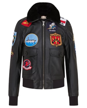 Schwarze A2 Top Gun Leder-Bomberjacke für Damen – Sunbury