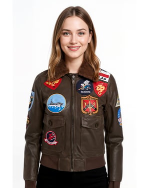 Schwarze A2 Top Gun Leder-Bomberjacke für Damen – Kimberley