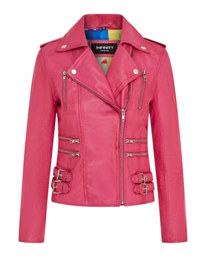 Damen Leder Fuchsia Pink Brando Bikerjacke-Loddon