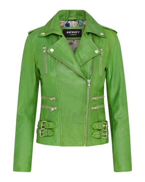Damen Leder Apfelgrün Brando Bikerjacke-Loddon