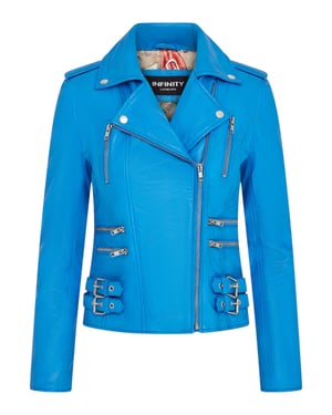 Damen Leder Blau Brando Bikerjacke-Loddon