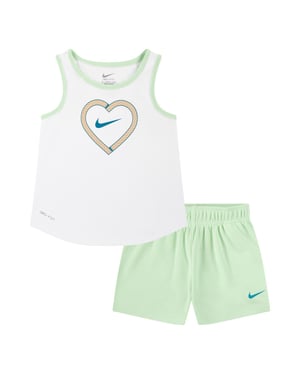 Nike - "Happy Camper" Ober- und Unterteil-Set für Mädchen Netzmaterial (Grün/Weiß)