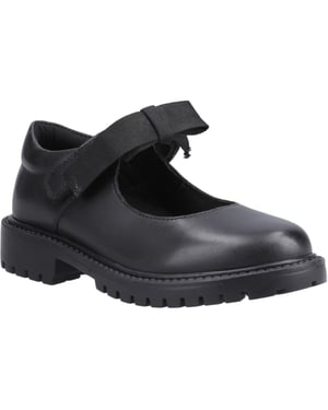 Hush Puppies Astrid Schleifen Leder Mädchen schwarze Schuhe