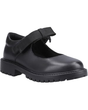 Hush Puppies Astrid Schleife Leder Mädchen Schwarz Schuhe