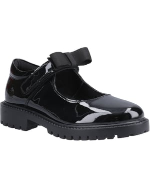 Hush Puppies Astrid Schleife Leder Mädchenschuhe Schwarz