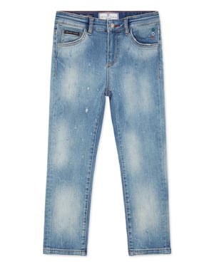 Philipp Plein Regular-Fit Premium-Jeans "Bulldogs" - Blau