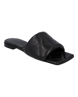 Bottega Veneta Damen Gummi Lido Flache Sandale aus schwarzem Lammleder