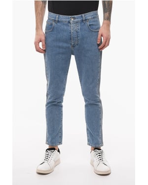 Tapered Fit Jeans mit Details an den Seiten 17 cm in Blau