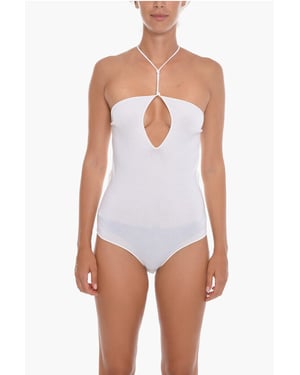 GAUGE Bodysuit ohne Rücken aus Kaschmirmischung in Weiß