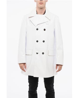 MM14 Wasserdichter Trenchcoat mit Samtkragen in Weiß