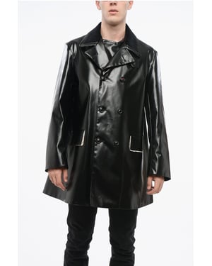 MM4 MM14 Wasserdichter Trenchcoat mit Samtkragen in Schwarz
