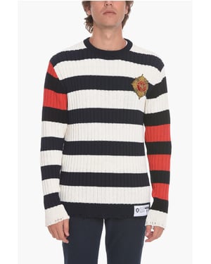 Awning – Gestreifter EMBLEM-Pullover mit Aufnäher in Mehrfarbig
