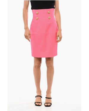 Zweireihige Designer-Longuette aus Wolle in Pink