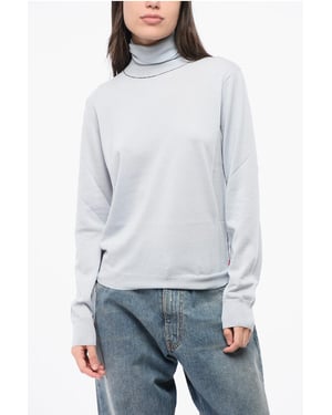 MM4 MM14 – Einfarbiger Rollkragenpullover aus Wolle in Hellblau