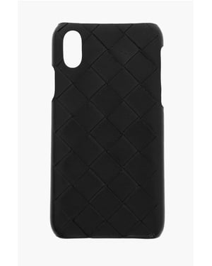Intreccio Soft-Leder-iPhone Xs-Hülle in Schwarz