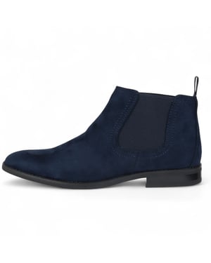 Herren Chelsea Boots aus Wildleder in Marineblau, mit echtem Leder gefüttert, Slip-On