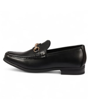 Schwarze Herren-Loafer mit goldener Schnalle, elegante Slip-On-Schuhe