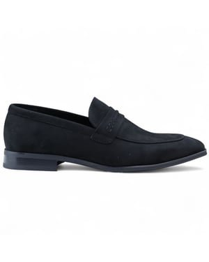 Herren Mokassin Loafer aus schwarzem Wildleder, elegante Slipper