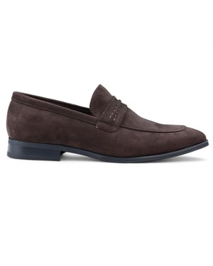 Herren Mokassin Loafer aus braunem Wildleder, elegante Slipper