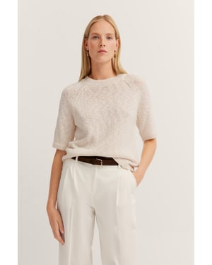 Bugatti Damen Sommerpullover aus Baumwoll-Leinen-Mischung