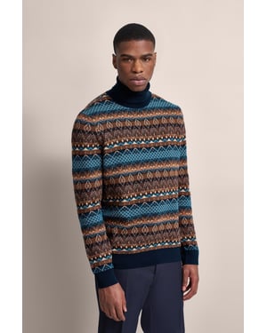 Bugatti Herren Rollkragenpullover mit Multicolor-Muster