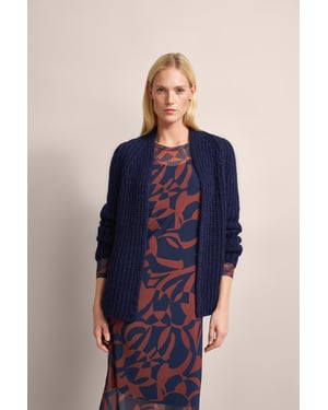 Bugatti Damenstrickjacke aus Alpaka-Wollmischung - Marineblau