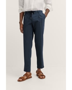Bugatti Herren Bundfaltenhose mit Baumwoll-Leinen-Mix
