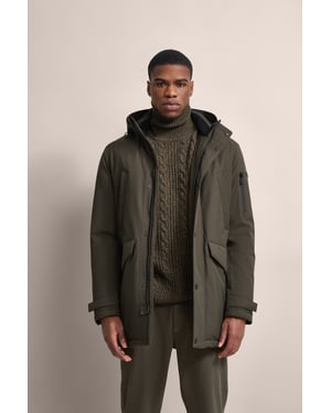 Bugatti Parka mit innenliegendem Strickkragen, Herren - Oliv