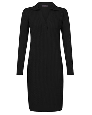 Kleid Langärmeliges Kabelstrickkleid