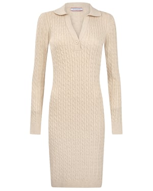 Kleid Langärmeliges Kabelstrickkleid