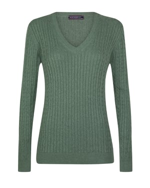 Pullover Kabelstrick-Pullover Mit V-Ausschnitt