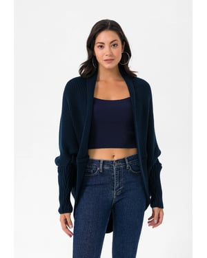 Strickjacke Langärmelige Strickjacke Aus Wollmischung Mit Fledermausärmeln