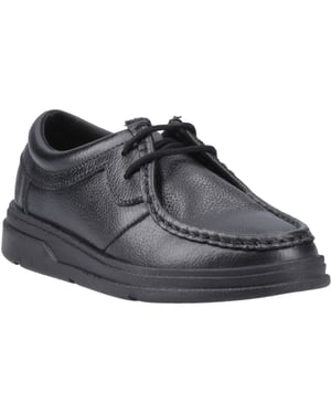 Hush Puppies Ronan Mocc Leder Jungen Schwarze Mokassin Schuhe