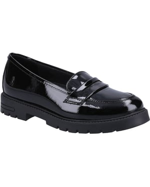 Hush Puppies Hazel Patent SNR Mädchenschwarze Slipper Aus Leder