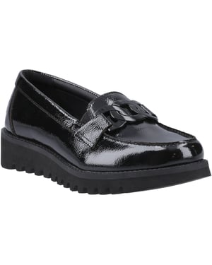 Hush Puppies Francis Loafer Patent Mädchenschwarze Slipper Aus Leder