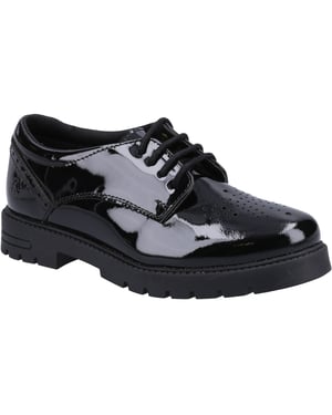 Hush Puppies Jayne Patent SNR Mädchenschuhe Aus Schwarzem Leder Mit Schnürung