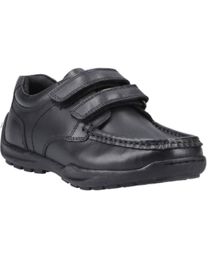 Hush Puppies Maddox Touch Fastening Lederschuhe Für Jungen In Schwarz