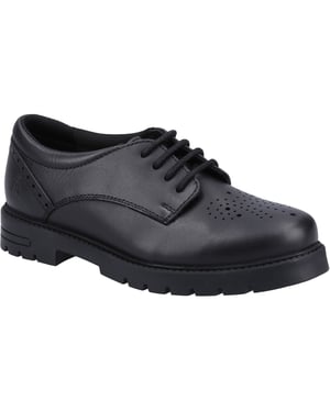 Hush Puppies Jayne Lace Up SNR Mädchenschuhe Aus Schwarzem Leder Mit Schnürung