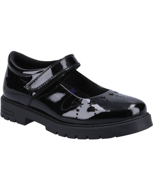 Hush Puppies Sabrina Patent SNR Mädchenschuhe Aus Schwarzem Leder