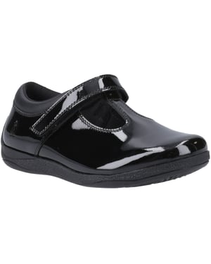 Hush Puppies Caitlin T-Bar Mädchenschuhe Aus Schwarzem Leder