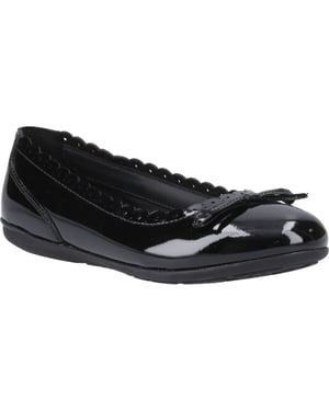 Hush Puppies Lillie Ballerina Patent Mädchenschwarze Ballettschuhe Aus Leder