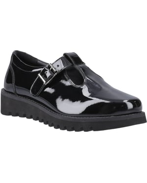 Hush Puppies Florrie T-Bar Mädchenschuhe Aus Schwarzem Leder